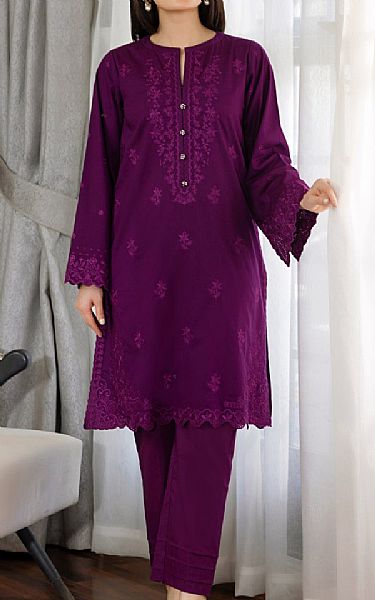 Lsm Egg Plant Lawn Suit (2 pcs) | Pakistani Lawn Dress in USA- Image 1