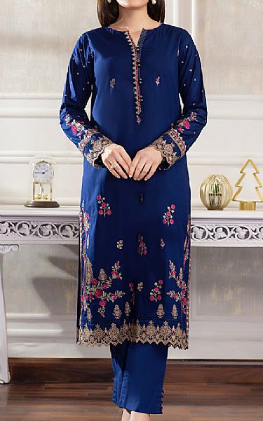 Lsm Royal Blue Lawn Suit (2 pcs) | Pakistani Lawn Dress in USA- Image 1