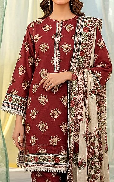 Lsm Falu Red Lawn Suit | Pakistani Lawn Dress in USA- Image 2