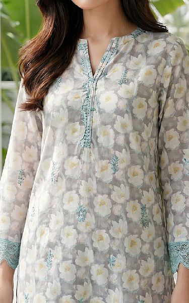 Lsm Light Grey Lawn Suit (2 pcs) | Pakistani Lawn Dress in USA- Image 2