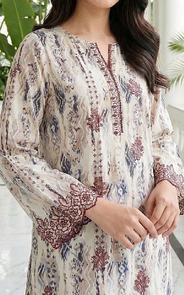 Lsm Off-white Lawn Suit (2 pcs) | Pakistani Lawn Dress in USA- Image 2