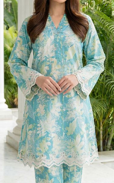 Lsm Aqua Lawn Suit (2 pcs) | Pakistani Lawn Dress in USA- Image 2