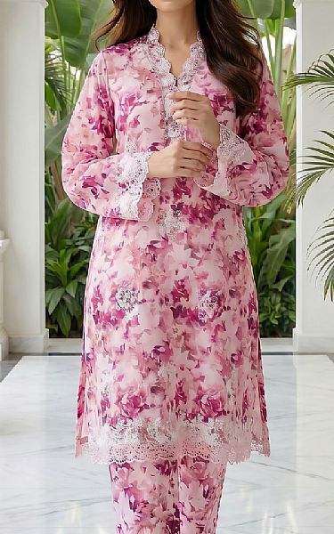 Lsm Rose Pink Lawn Suit (2 pcs) | Pakistani Lawn Dress in USA- Image 2