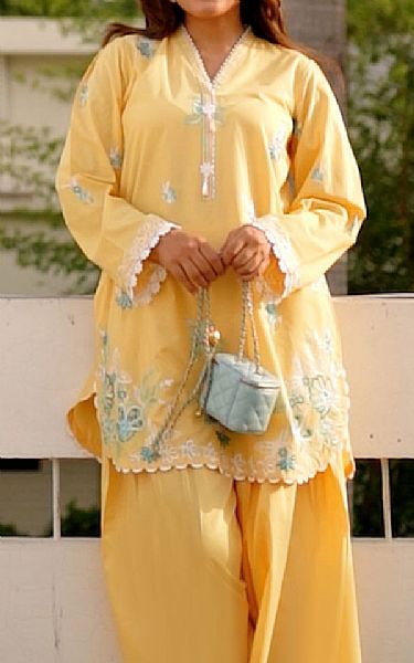Lsm Yellow Lawn Suit (2 pcs) | Pakistani Lawn Dress in USA- Image 2