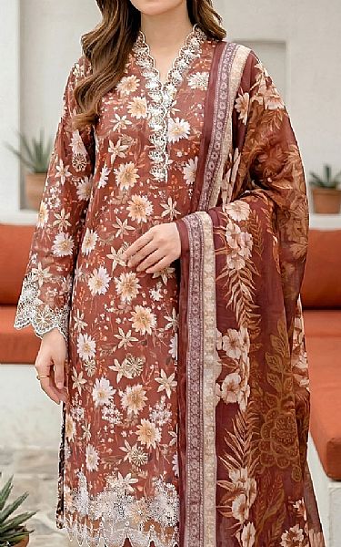 Lsm Brown Lawn Suit | Pakistani Lawn Dress in USA- Image 2