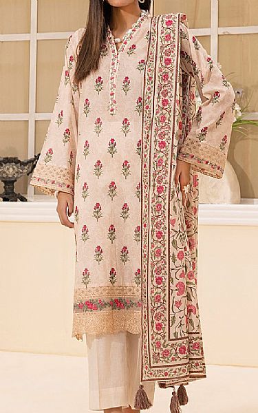 Lsm Beige Lawn Suit | Pakistani Lawn Dress in USA- Image 1