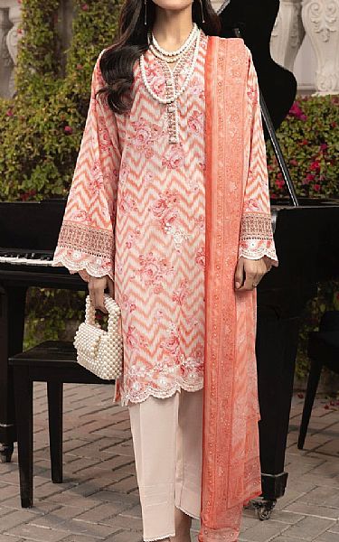 Lsm Peachy Pink Lawn Suit | Pakistani Lawn Dress in USA- Image 1