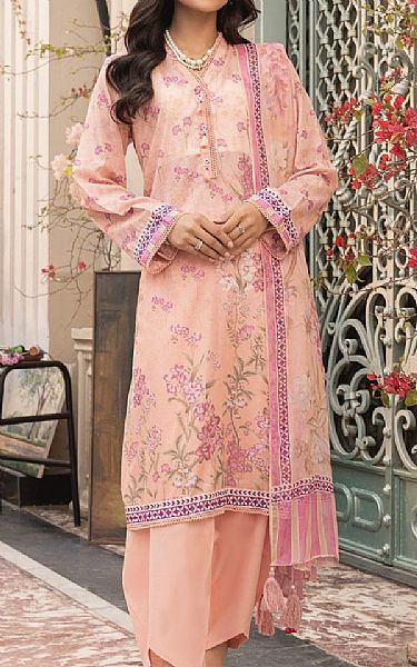 Lsm Peach Lawn Suit | Pakistani Lawn Dress in USA- Image 1