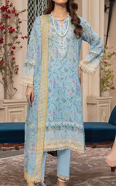 Lsm Carolina Blue Lawn Suit | Pakistani Lawn Dress in USA- Image 1