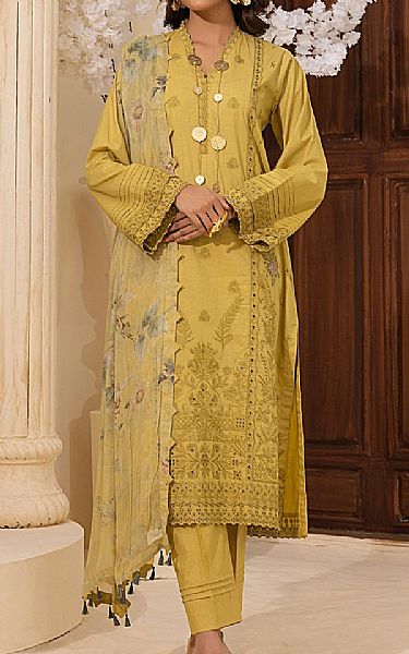 Lsm Satin Sheen Gold Lawn Suit | Pakistani Lawn Dress in USA- Image 1