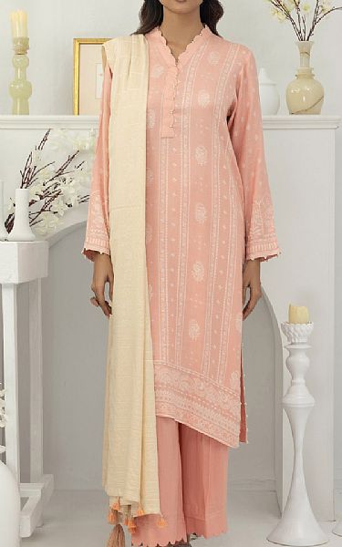 Lsm Peach Pashmina Suit | Pakistani Winter Dresses- Image 1