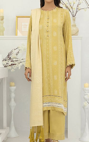 Lsm Harvest Gold Pashmina Suit | Pakistani Winter Dresses- Image 1