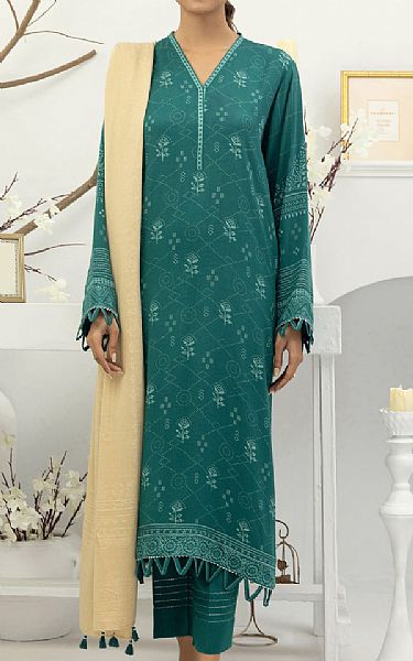 Lsm Teal Pashmina Suit | Pakistani Winter Dresses- Image 1