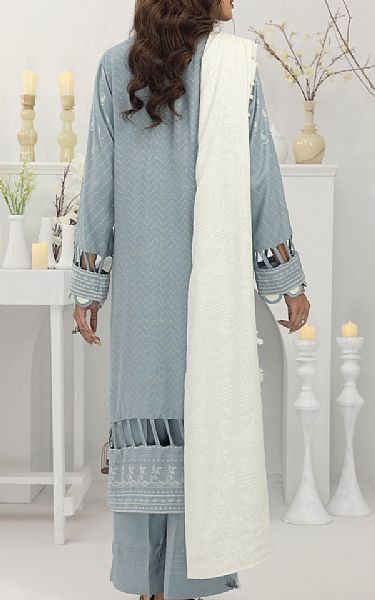 Lsm Slate Grey Pashmina Suit | Pakistani Winter Dresses- Image 2