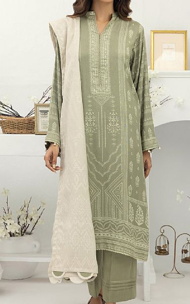 Lsm Glacier Green Pashmina Suit | Pakistani Winter Dresses- Image 1