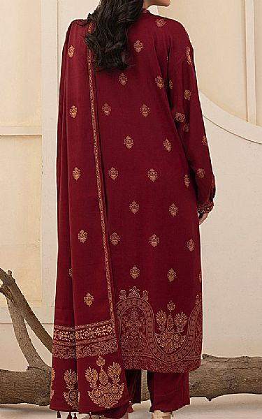 Lsm Wine Red Pashmina Suit | Pakistani Winter Dresses in USA- Image 2
