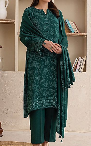 Lsm Bottle Green Pashmina Suit | Pakistani Winter Dresses in USA- Image 2