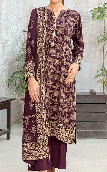 Lsm Wine Berry Pashmina Suit | Pakistani Winter Dresses in USA- Image 1