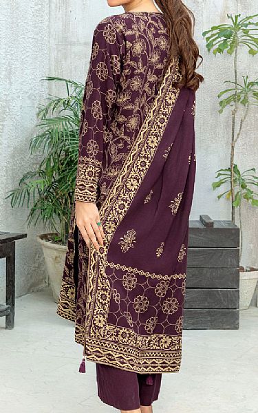 Lsm Wine Berry Pashmina Suit | Pakistani Winter Dresses in USA- Image 2