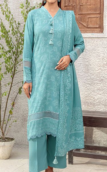 Lsm Pale Teal Pashmina Suit | Pakistani Winter Dresses in USA- Image 1