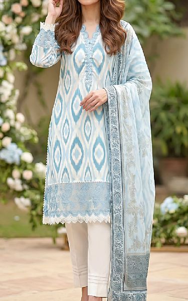 Lsm Off White/Light Blue Lawn Suit | Pakistani Lawn Dress in USA- Image 1