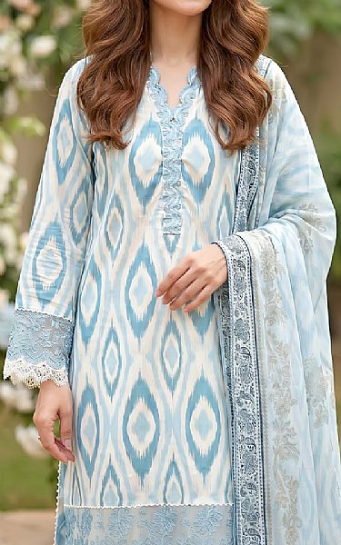 Lsm Off White/Light Blue Lawn Suit | Pakistani Lawn Dress in USA- Image 2