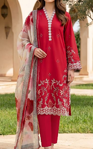 Lsm Red Lawn Suit | Pakistani Lawn Dress in USA- Image 1