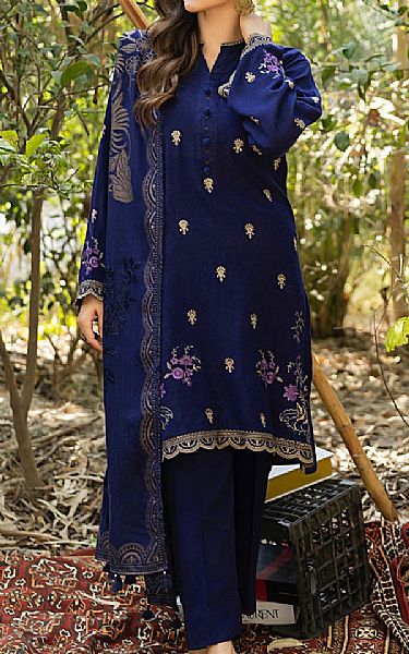 Lsm Navy Blue Slub Suit | Pakistani Winter Dresses in USA- Image 1