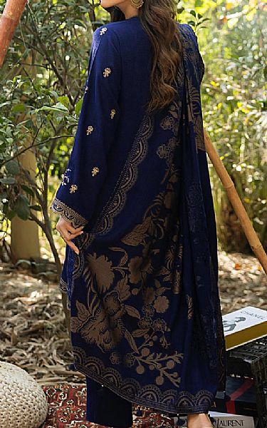 Lsm Navy Blue Slub Suit | Pakistani Winter Dresses in USA- Image 2