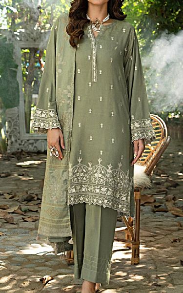 Lsm Sage Green Slub Suit | Pakistani Winter Dresses in USA- Image 1