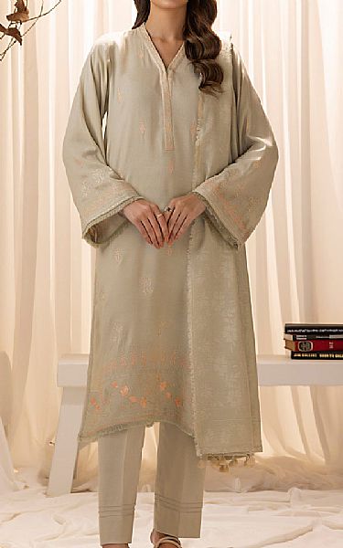 Lsm Grey Olive Slub Suit | Pakistani Winter Dresses in USA- Image 1