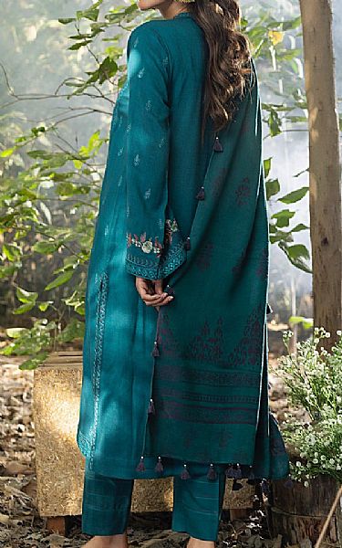 Lsm Teal Slub Suit | Pakistani Winter Dresses in USA- Image 2