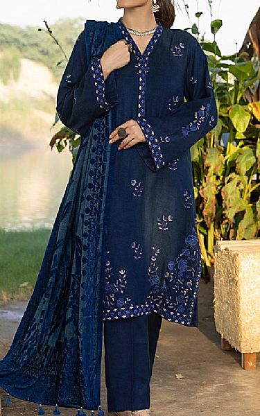 Lsm Navy Blue Slub Suit | Pakistani Winter Dresses in USA- Image 1