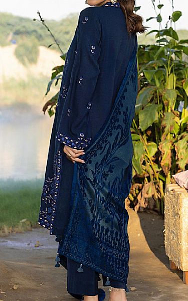 Lsm Navy Blue Slub Suit | Pakistani Winter Dresses in USA- Image 2