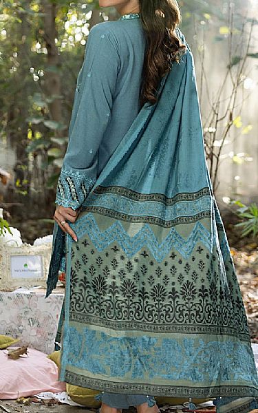 Lsm Greyish Turquoise Slub Suit | Pakistani Winter Dresses in USA- Image 2