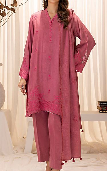 Lsm Dark Rose Slub Suit | Pakistani Winter Dresses in USA- Image 1