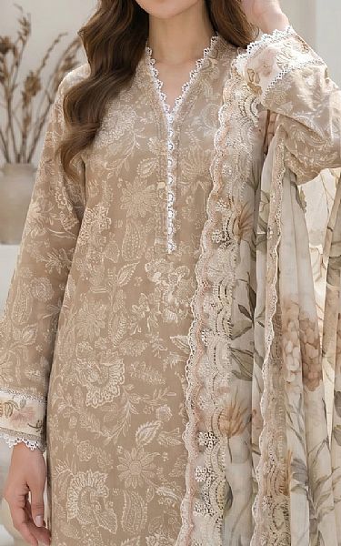 Lsm Tan/Off White Lawn Suit | Pakistani Lawn Dress in USA- Image 2