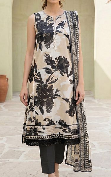 Lsm Ivory/Black Lawn Suit | Pakistani Lawn Dress in USA- Image 1