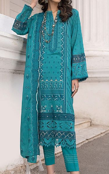 Lsm Dark Turquoise Lawn Suit | Pakistani Lawn Suits- Image 1