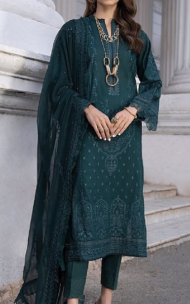 Lsm Dark Green Lawn Suit | Pakistani Lawn Suits- Image 1