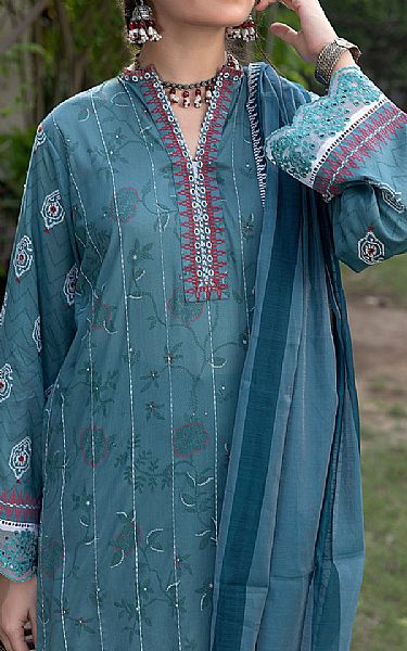 Lsm Teal Lawn Suit | Pakistani Lawn Suits- Image 2