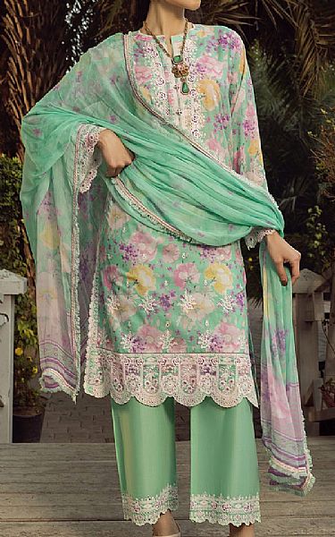Lsm Green Lawn Suit | Pakistani Lawn Dress in USA- Image 1