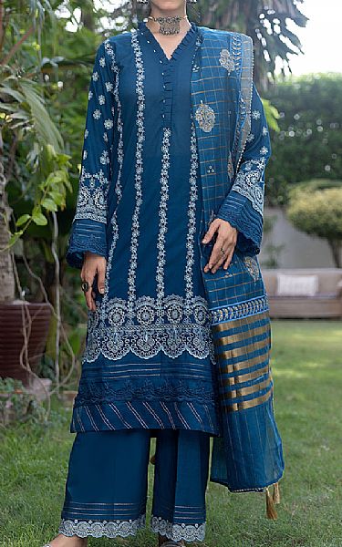 Lsm Denim Blue Lawn Suit | Pakistani Lawn Suits- Image 1