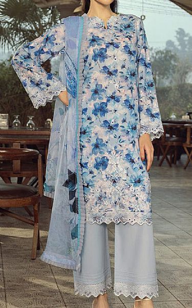 Lsm Blue/Grey Lawn Suit | Pakistani Lawn Dress in USA- Image 1