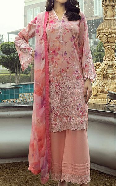 Lsm Peach Lawn Suit | Pakistani Lawn Dress in USA- Image 1