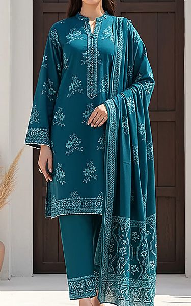 Lsm Teal Pashmina Suit | Pakistani Winter Dresses in USA- Image 1