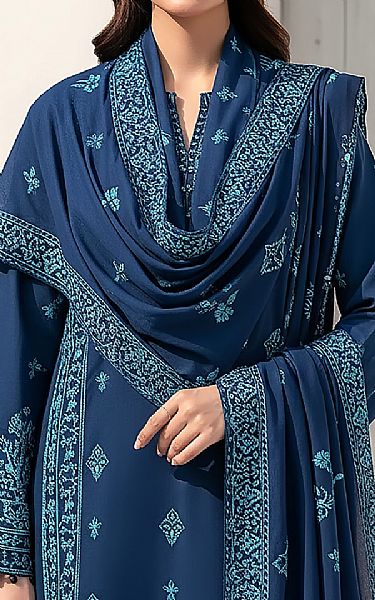 Lsm Navy Blue Pashmina Suit | Pakistani Winter Dresses in USA- Image 2