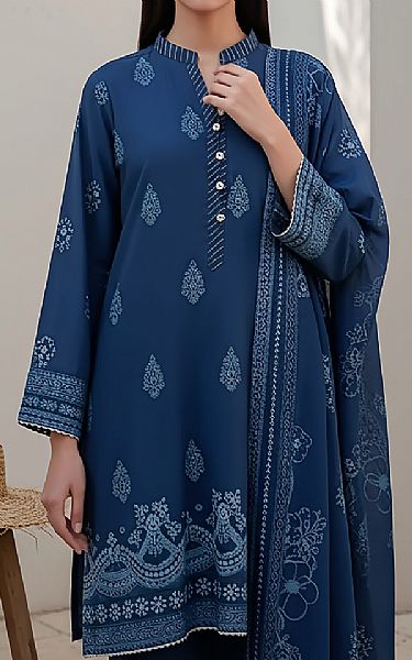 Lsm Blue Pashmina Suit | Pakistani Winter Dresses in USA- Image 2