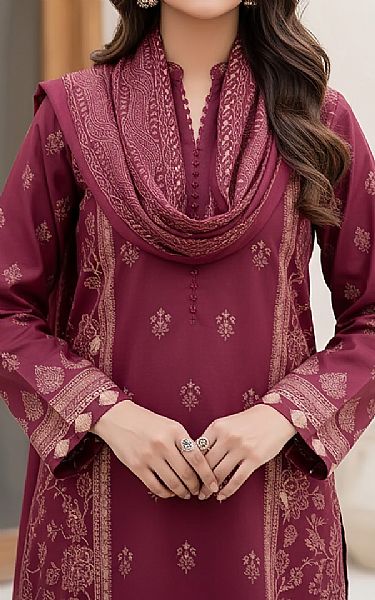 Lsm Light Burgundy Pashmina Suit | Pakistani Winter Dresses in USA- Image 2