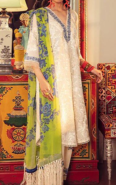 Mahgul Cream Lawn Suit | Pakistani Dresses in USA- Image 1